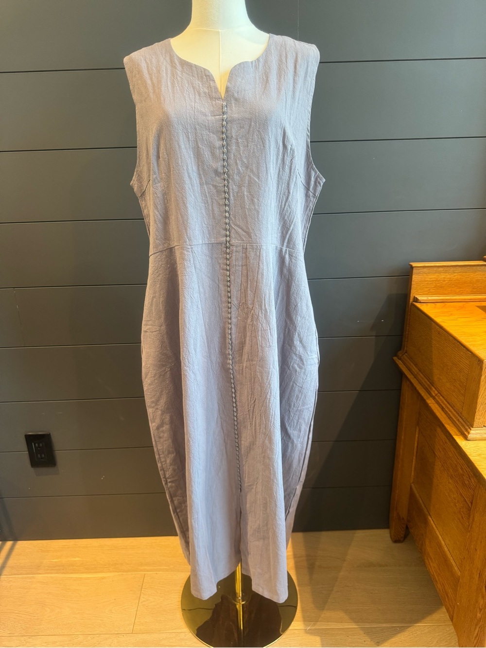 New Collection NWT Cotton Linen Blend Sleeveless Maxi Dress Grayish Purple Taupe